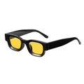Retro hip-hop square polarized sunglasses with thick black frame and bright yellow lenses - Black Frame Ocean Yellow Polarized