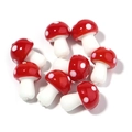 Cuentas de setas de cristal rojo con lunares blancos para creación de joyas DIY - 16*12*2mm / Rojo