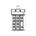 Antique silver calculator charm pendant with engraved numbers for DIY jewelry - Vintage Calculator