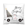 White Christmas pillowcase featuring Santa Claus driving a truck with a Merry Christmas text - Style 39-White Truck with Tree and Santa Text