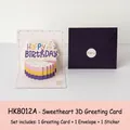 3D rainbow cake pop-up birthday card set with purple envelope and sticker - Design A-HK8012