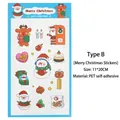 PET Christmas sticker sheet featuring cartoon Santa and reindeer for journaling decoration - Style B