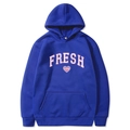 Königsblauer Hoodie mit 'FRESH' Herzprint und praktischer Kängurutasche - S / Oberteile / Blau