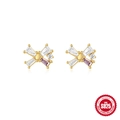 Elegant S925 silver butterfly earrings with gold plating and sparkling zircon stones - Purple White Butterfly / Gold