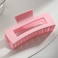 Pink matte square hollow hair claw clip for elegant women hairstyles and ponytails - 10.5cm Pink