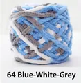 Gomitolo di lana ciniglia morbida blu bianco grigio per maglieria fai-da-te - Blu Bianco Grigio