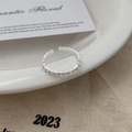 Minimalist silver open ring with beaded texture design and adjustable band - Beaded Texture Open Ring (J4188)