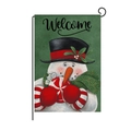 Christmas snowman garden flag with Welcome text on premium rustic linen fabric - 30*45cm / Welcome Snowman (HYQ030-10)