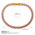 Lussuoso bracciale con zirconi rosa in acciaio inossidabile dorato, 18 cm, pietre 4,9 mm - Bracciale in Zirconia Rosa (SL456PKG)
