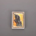 3D resin fridge magnet featuring Rodin's The Thinker sculpture in an ornate white frame - Frame - The Thinker