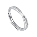S925 sterling silver adjustable ring for women with double row cubic zirconia stones - FDJZ-166-Women's