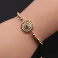 Fashionable gold plated beaded Evil Eye bracelet for women featuring colorful rhinestones - Mixed Color Bead Chain