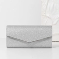 Sparkling silver sequin envelope evening clutch bag with elegant metallic glitter finish - Silver