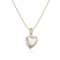 Elegant gold bead chain necklace featuring a large heart-shaped white pearl pendant - 1 Piece Necklace / Gold