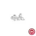 S925 sterling silver marquise crown cartilage stud earring with clear sparkling stones - Single White Gold #9 (Three Zircon Triangle)