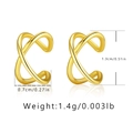 Detailed dimensions of 18K gold plated minimalist C-shaped ear cuffs with measurements - Bright Gold Cross Design Ear Cuff (KE0247)