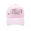 Detalle de la gorra trucker rosa con texto SPIRIT y motivo de pájaro bordado - Rosa