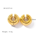 Dettaglio di orecchini a cerchio dorati da 30mm con texture in metallo martellato - Stile Texture Concavo-Convessa Oro (HF-E3573-G)