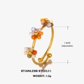 Adjustable stainless steel ring with colorful zircon flower beads in golden finish - 1.8cm (Adjustable) / Colorful