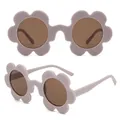 Flower shaped kids sunglasses in light lilac purple frame with brown lenses - P7-Matte Pale Purple Frame