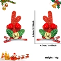 Christmas hair clip with red reindeer antlers, green holly leaves and golden bells - Berry Bell Red Antler