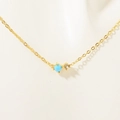 Collana in acciaio inox placcato oro 18K con perla turchese e ciondolo in zircone - Dicembre Celeste (Turchese)