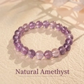 Macro detail of natural purple amethyst beaded bracelet on beige textured paper - 1# Amethyst Beaded Bracelet 0.8mm