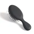 Mini portable black hairbrush with matte finish handle and mixed nylon-boar bristles - Elastic Paint Black Bristle