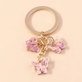 Pink acrylic butterfly keychain with glitter sequins and gold ring for handbags - Pink Glitter (YZ172liangpianfen)