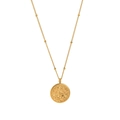 Gouden roestvrijstalen ketting met een ronde hanger en een gegraveerd lotuspatroon - Lotus