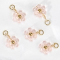 Ciondolo a fiore in cristallo rosa con filo dorato per la creazione di gioielli - Rosa