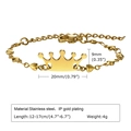 Detailed size and weight specs for the gold crown stainless steel bracelet with dimensions - BR-1448 (Heart Links) / Gold