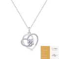 S925 silver heart necklace with moissanite pendant and GRA certificate included - P13620 Wrapped Double Heart 1ct Moissanite With GRA Cert