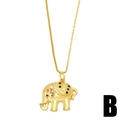 Gouden olifant hanger ketting met kleurrijke zirkonia en fijne box schakels - Stijl B (Gepolijst met Gekleurde Zirkoon) / Goud
