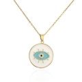 Goldene Halskette mit weiß-blauem Evil Eye Anhänger auf weißem Hintergrund - 20864-Weißes Emaille / Weiß