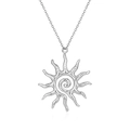 Minimalist silver sunflower pendant necklace with hammered texture and spiral design - Sunflower Necklace / Steel