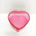 Pink heart-shaped plastic storage box with transparent lid for organizing small items - Heart / Red