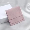 Elegant pink microfiber velvet jewelry pouch with envelope flap closure design - 6.2x6.2cm / Rose Red
