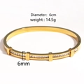 Détails du bracelet en acier titane avec zircons carrés de 6 cm de diamètre et 6 mm de large - Bracelet Jonc Or avec Rangée de Zircone Rectangulaire (Style 9)
