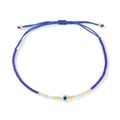 Ethno-Armband mit blauem Auge, Harzperlen und verstellbarem Kordelzug - Dunkelblau