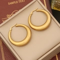 Close-up of thick gold hoop earrings with intricate grid texture in a luxury gift box - Crescent Geometric Texture Style (2#)