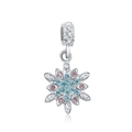 DIY sparkling snowflake charm with blue and pink crystals for Christmas bracelets - Snowflake / Blue Pink Crystal
