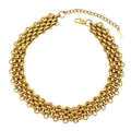Close-up of gold layered popcorn chain necklace with lobster clasp and adjustable link - Necklace / Gold