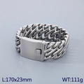 Heavy 23mm silver stainless steel woven chain bracelet for men with secure plug-in buckle - Steel (17cm)(KB185275-KJX)