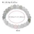 Detailansicht eines 8mm Naturstein-Armbands mit Größen- und Gewichtsangaben in Englisch - 8mm Perlen / Tianshan Hellgrüner Jade (AB855-16)