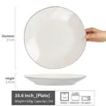 Minimalist 10.6 inch white ceramic dinner plate with brown rim for steak and pasta - Yunping - Coffee Edge Large Plate 10.6 Inch (Minor Flaws)