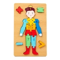 Wooden 3D boy puzzle with 1-10 colorful numbers and math symbols for early learning - Little Prince