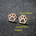 Rose gold stainless steel animal paw print stud earrings with size and weight specs - Paw Print Shape (089 Rose Gold)