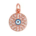 Rose gold plated round evil eye pendant with blue enamel and pave-set zircons - Rose Gold Micro-pave Round Blue Eye Style (K097704L1K2- R Gold)