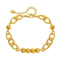 Pulsera de cadena O chapada en oro de 18K con cuentas metálicas texturizadas y cierre de langosta - Chapado en Oro de 18K / Dorado